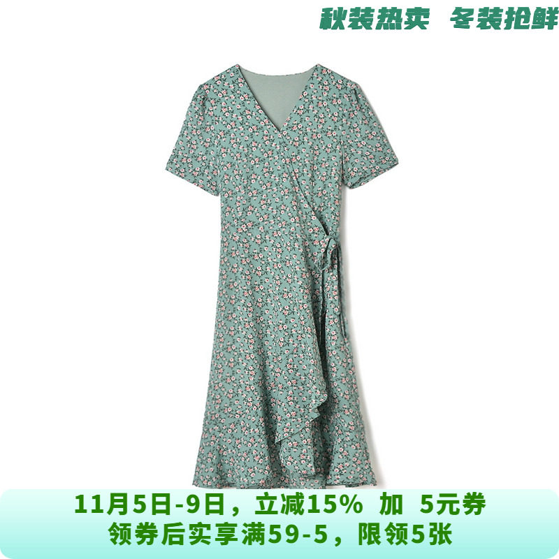 QY0A0106小清新碎花中裙减龄款裙子连衣裙女6.4夏