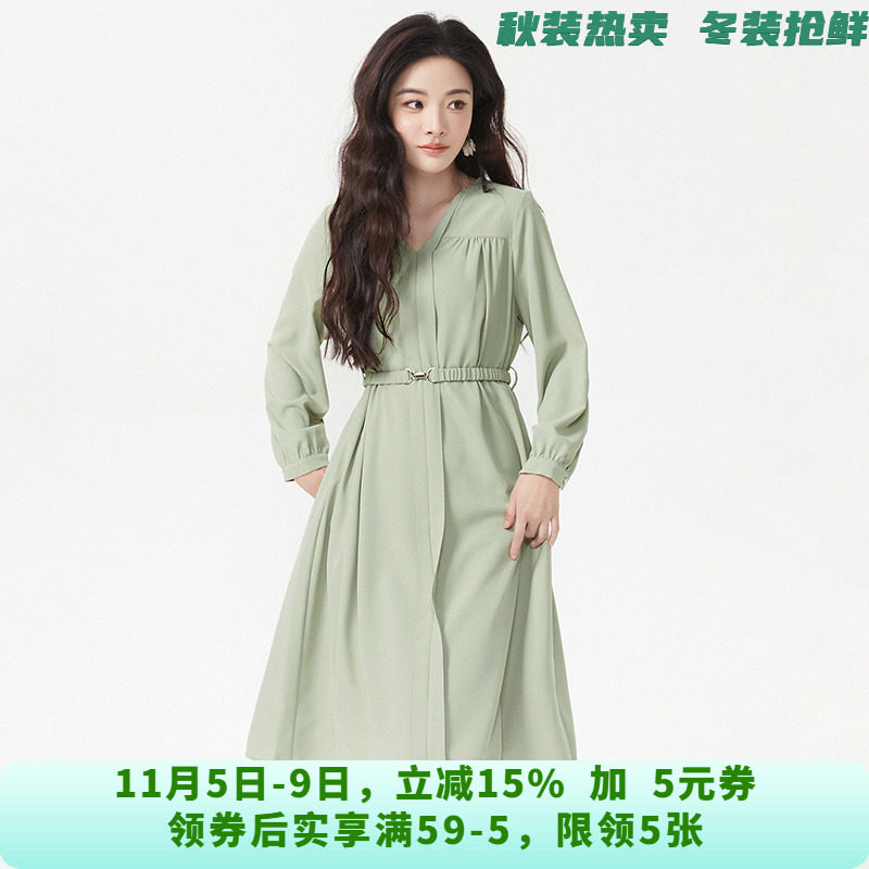 RU0A0045知性优雅中长裙宽松裙子连衣裙女9.29秋