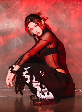 BOUNCING ACE小众原创DANCEFIRE火焰反光刺绣街舞卫裤宽松运动裤