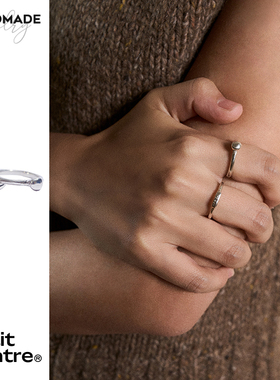 PetitQuatre手工制高级感素圈豆豆纯银戒指小众轻奢男女百搭款