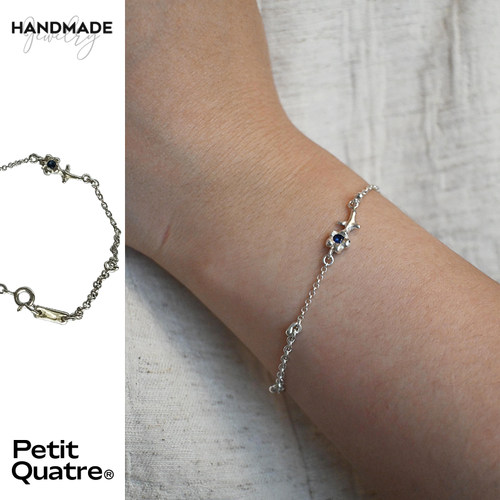 PQ蓝宝石925银花花拼接细手链