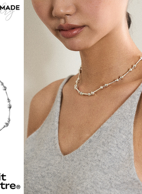 PetitQuatre甜酷风骨头项链手工纯银925锁骨短款小众设计情侣项链