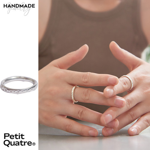 PetitQuatre男女银简约手工戒指
