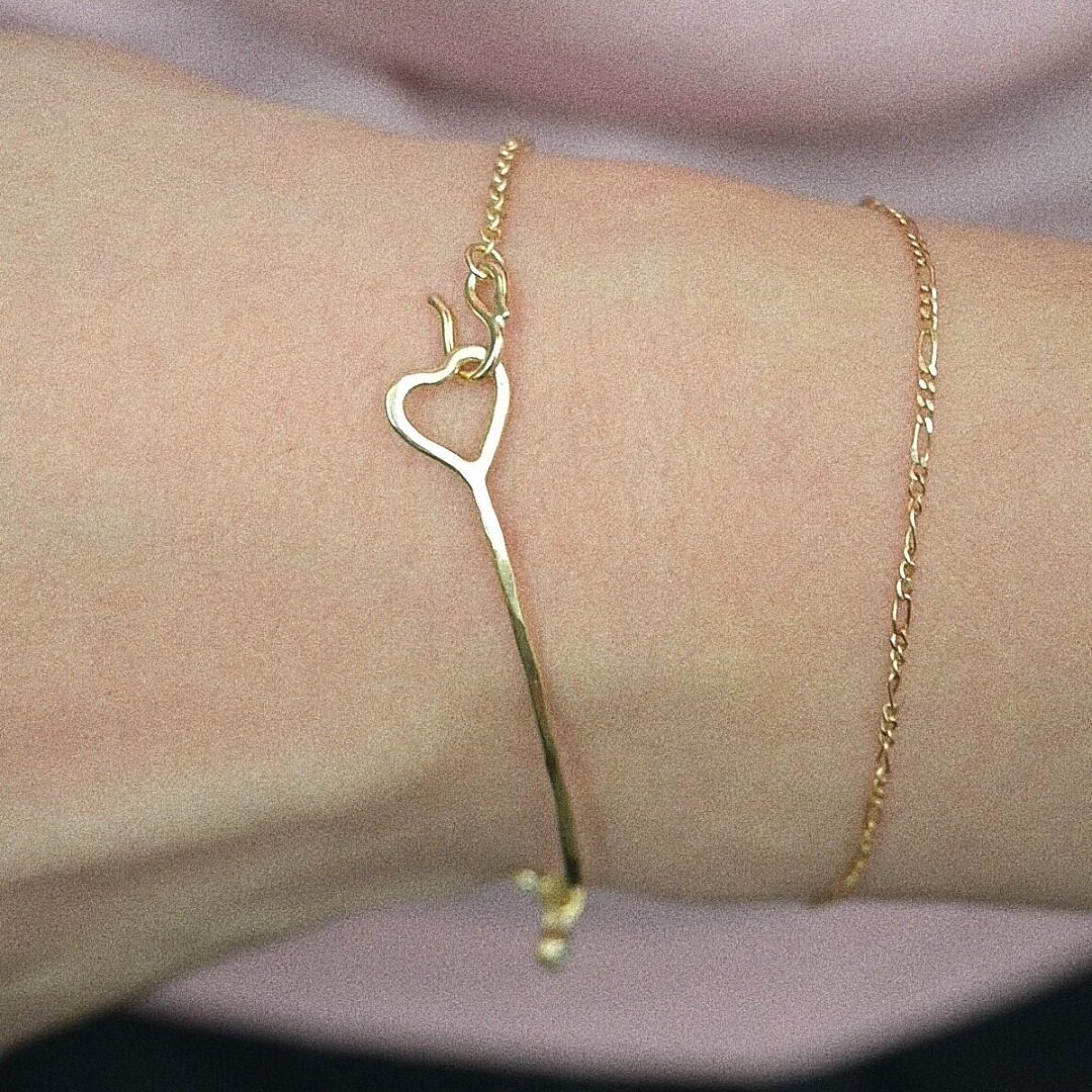 petitquatre18k金原创设计手工制通体天然五分钻石吊坠爱心半手链