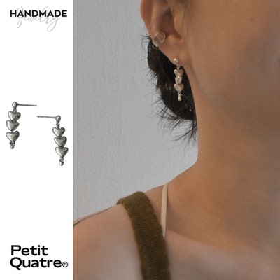 petitquatre手工定制爱心耳钉