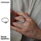 PetitQuatre纯手工制通体999银复古小花戒指小众原创设计镂空简约