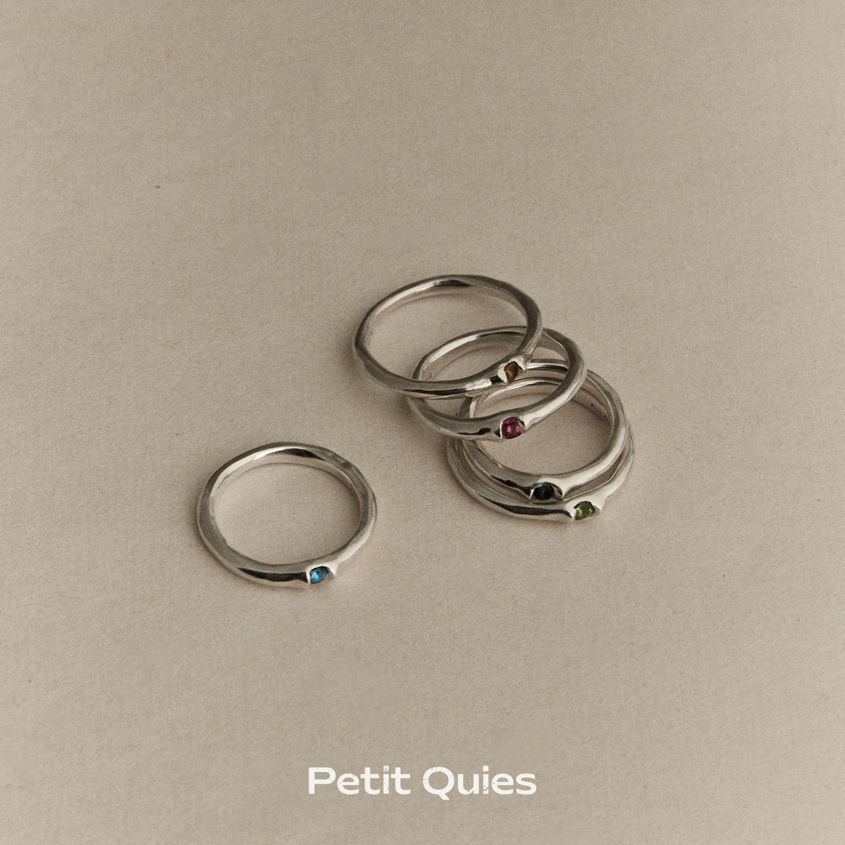 Petit Quies纯手工制纯银戒指小众设计师款宝石天然碧玺镶嵌