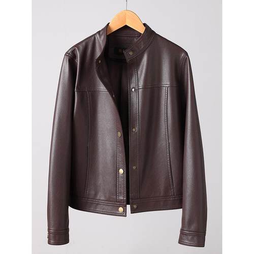 2025春秋新款海宁真皮皮衣女短款立领大码绵羊皮机车皮夹克外套