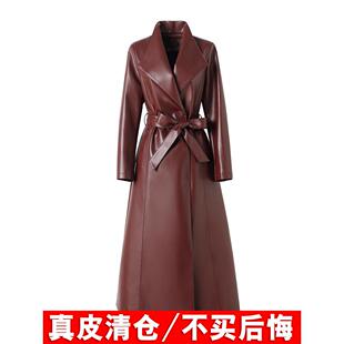 海宁真皮皮衣女中长款韩版修身2025新款春秋高级感绵羊皮风衣外套