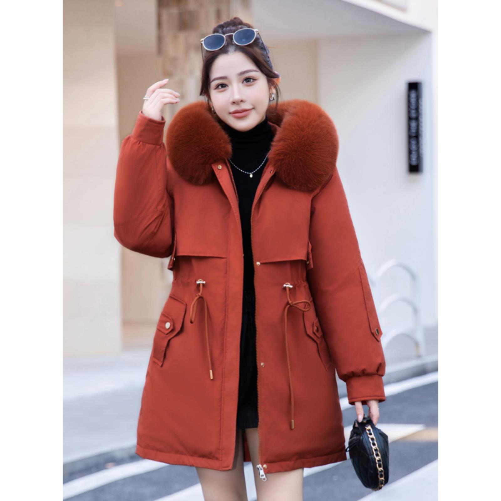 新款加肥大码派克服女中长款200斤胖mm宽松棉衣显瘦加厚棉袄外套