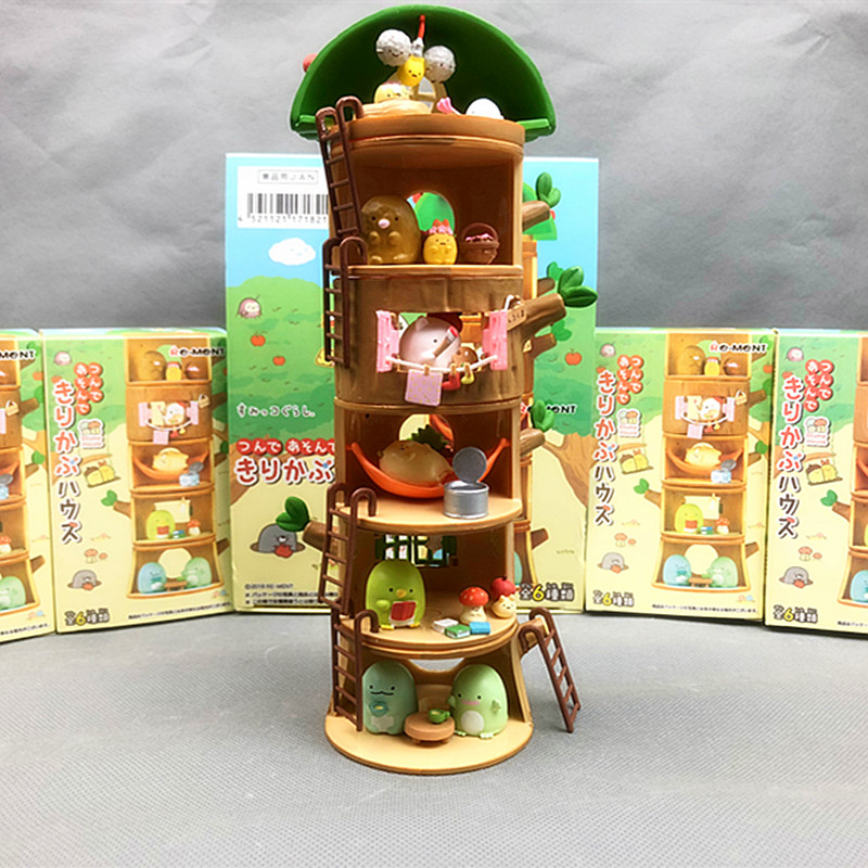 角落生物树屋度假房间场景 墙角生物树桩叠叠乐盲盒模型摆件公仔