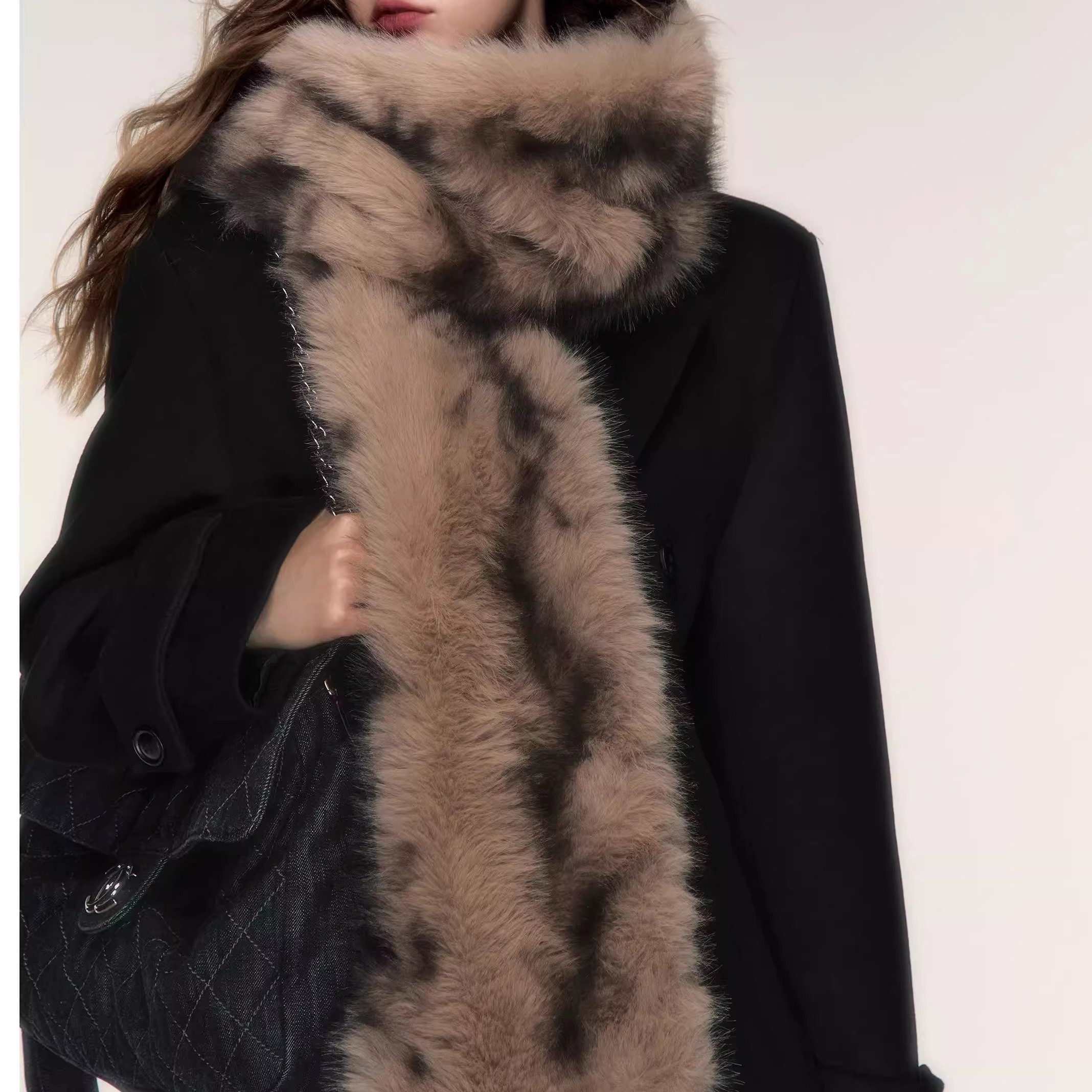 紫貂毛真毛双面围巾加厚