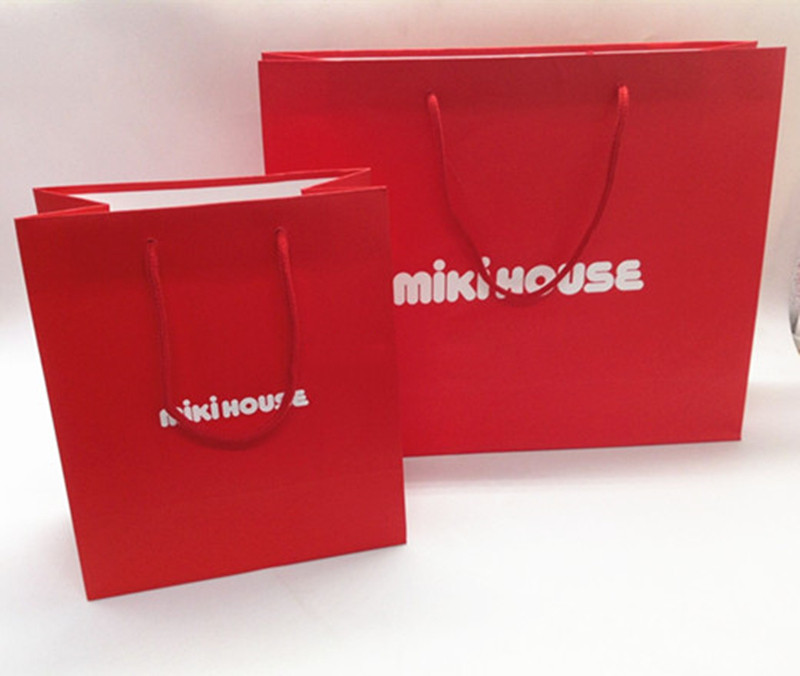 国现mikihouse日本高端品牌大红色礼品袋/包装袋/纸袋/手提袋