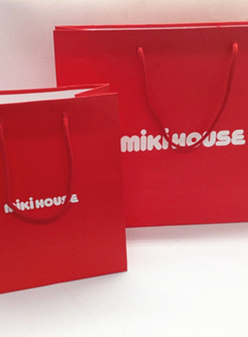 国现mikihouse日本高端品牌大红色礼品袋/包装袋/纸袋/手提袋