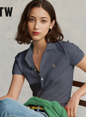 R2W美式复古polo衫女t恤正肩新夏弹力商务修身显瘦短袖保罗衫RTW