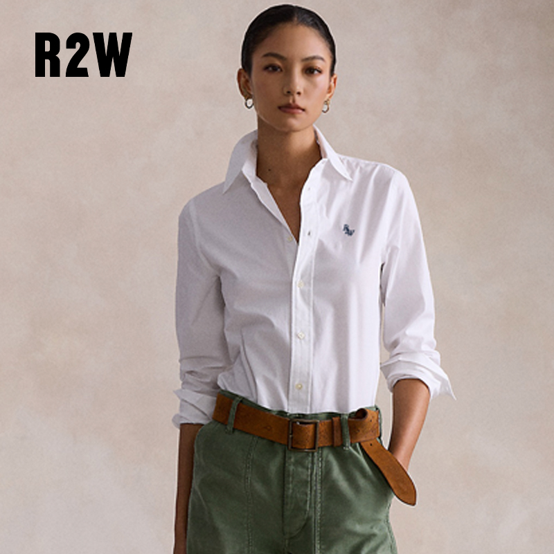R2W棉弹力职业休闲收腰显瘦衬衣