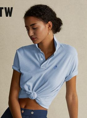 RTW美式经典蓝色基础款polo衫T恤女白色休闲纯棉翻领粉色短袖上衣