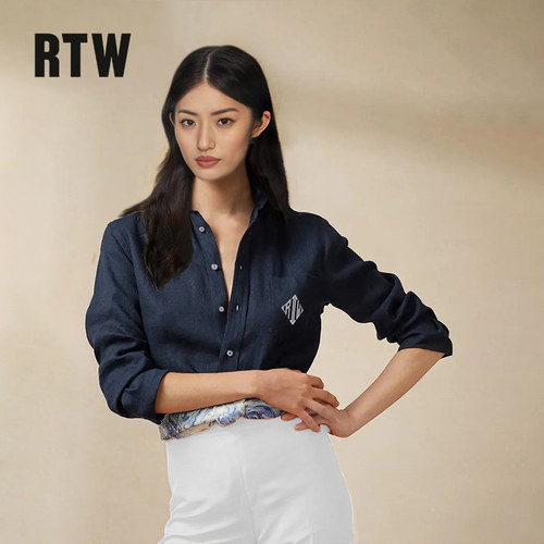 R2W度假风宽松长袖棉麻防晒衬衣