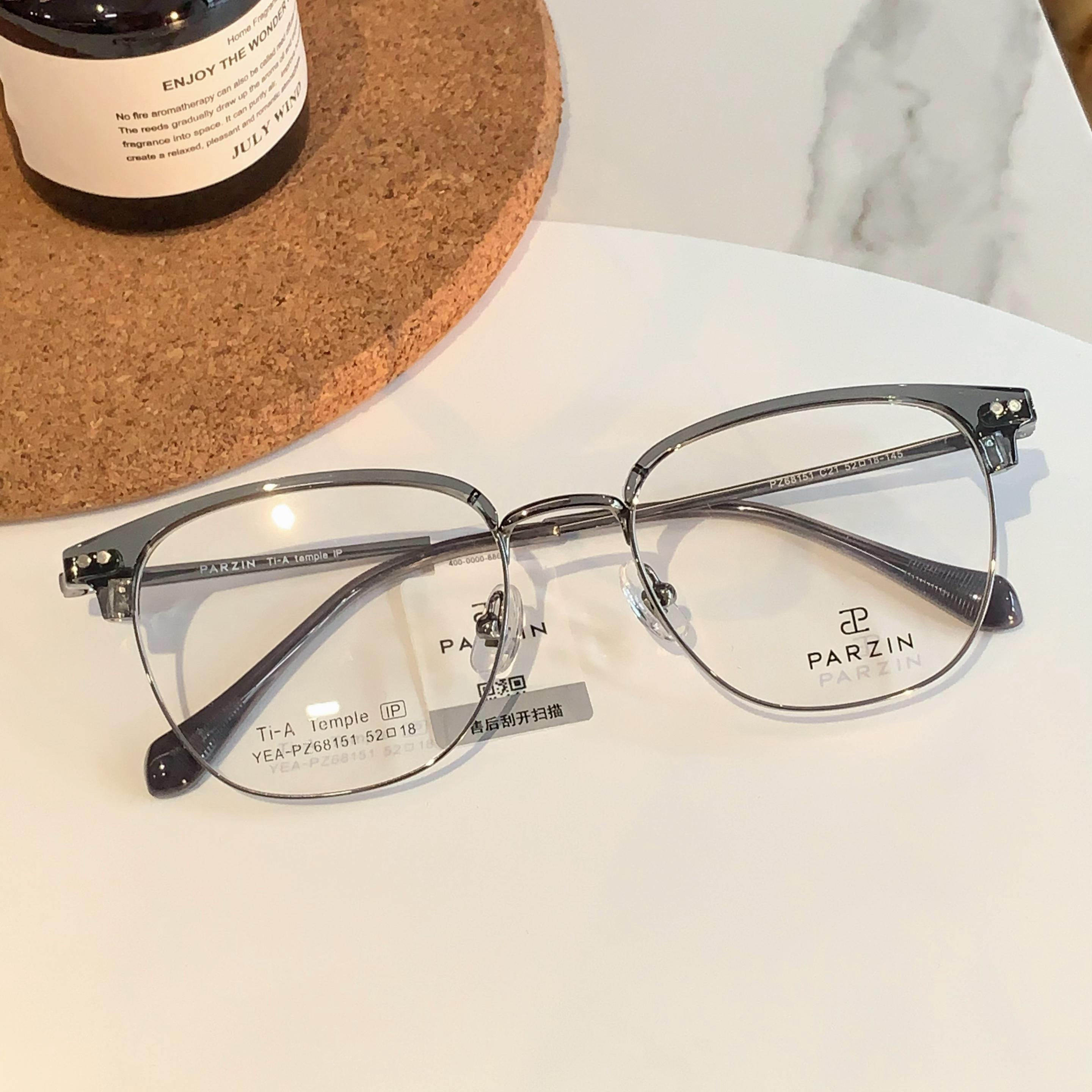 帕森近视眼镜轻盈钛腿时尚眉毛框光学镜架可配度数眼镜钛架68151