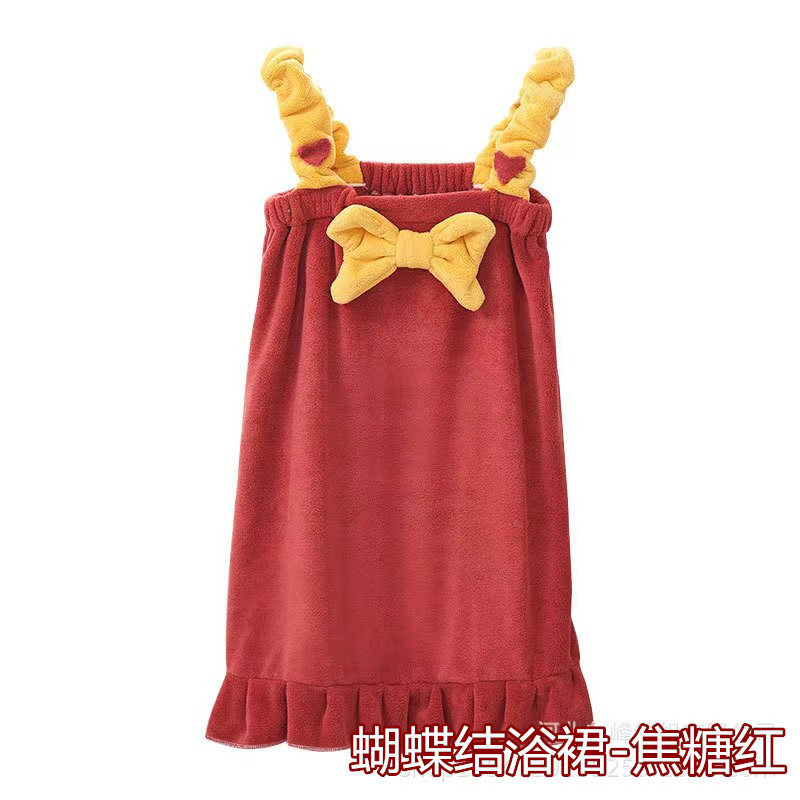 浴裙女裹胸夏季比纯棉柔软可穿可裹浴袍可爱蝴蝶学生洗澡游泳浴巾