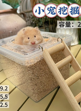 超大透明！厕所金丝熊仓鼠缎子鼠挖掘盒浴室科养玩具天然无尘打洞