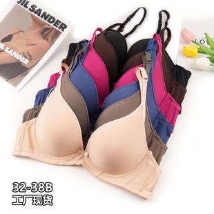 外贸跨境内衣带钢圈定型上托聚拢文胸女士光面无痕舒适薄款B罩杯