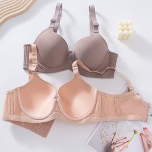 外贸跨境现货带钢圈文胸光面大码薄款D罩杯女内衣上托防下垂胸罩