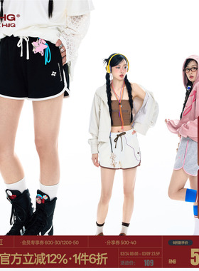 BJHG不计后果休闲运动短裤女夏季2025新款跑步健身服辣妹黑色裤子