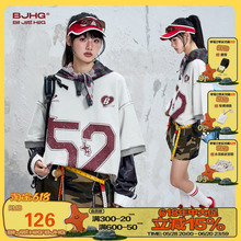 BJHG不计后果 美式棒球t恤短袖男款夏季潮牌复古衣服新款情侣半袖