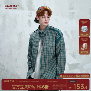 BJHG不计后果复古格子衬衫男款夏季薄款潮牌美式宽松舒适衬衣外套