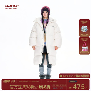BJHG不计后果90白鸭绒长款羽绒服男款冬季美式简约宽松情侣外套女