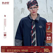 秋冬2025新款 男女款 复古运动上衣女 长袖 BJHG不计后果假两件polo衫