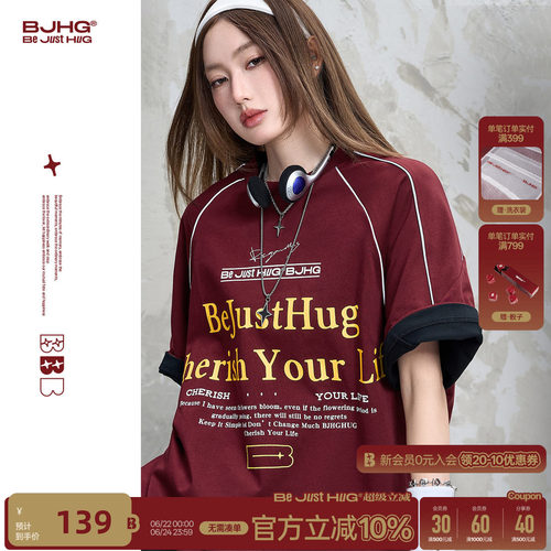 BJHG泽西风T恤复古赛车短袖衣服
