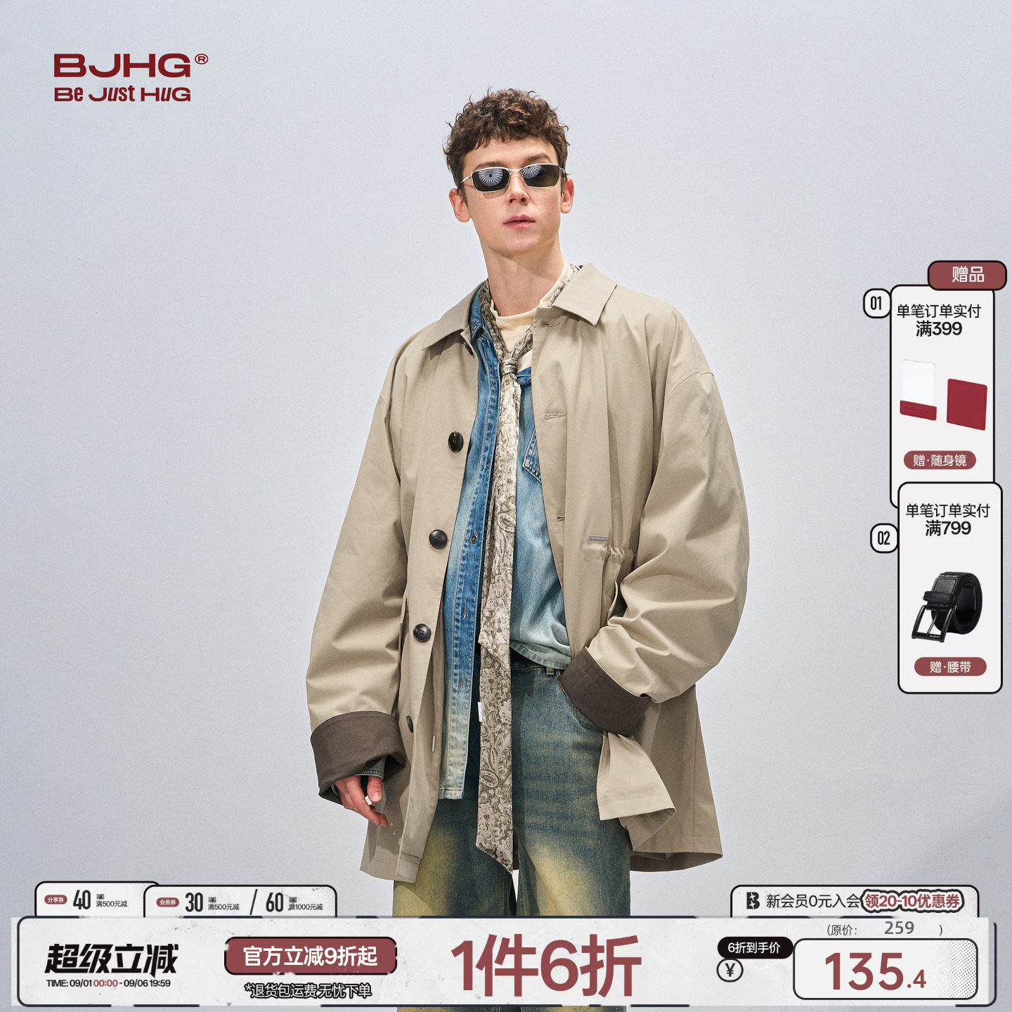BJHG宽松韩版风衣夹克外套图片