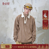 美式 春季 长袖 卫衣男款 潮牌环保麂皮绒休闲t恤 POLO衫 BJHG不计后果