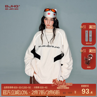 T恤女 秋冬休闲内搭情侣长袖 BJHG不计后果 撞色拼接摇粒绒卫衣男款