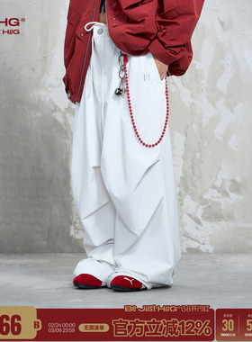 BJHG不计后果白色工装裤子男款春季户外登山冲锋裤运动伞兵裤子女