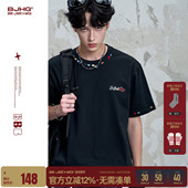 国潮短袖 刺绣凉感防晒情侣款 t恤男款 BJHG不计后果 夏季 新款 半袖 女