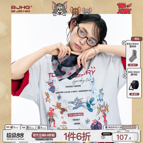 BJHG美式速干卡通情侣短袖