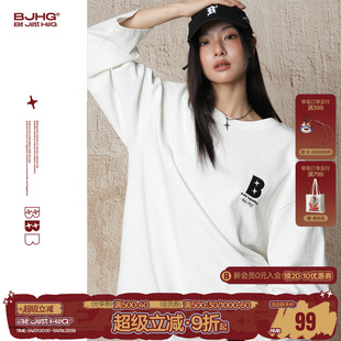 范丞丞同款 t恤男款 夏季 纯棉情侣上衣女 BJHG不计后果白色卫衣长袖