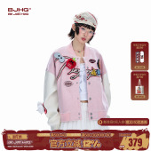 情侣休闲棒球服外套 新款 BJHG不计后果设计感魔术贴夹克女款 春季