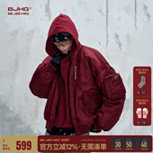 冬季 BJHG不计后果爆款 羽绒服男款 外套新年红90白鸭绒棒球服外套女