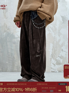 BJHG不计后果雪尼尔休闲裤子男款冬季潮牌加厚保暖冬装运动卫裤女