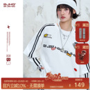 王橹杰同款 BJHG美式长袖t恤男冬卫衣打底衫假两件套头情侣上衣女