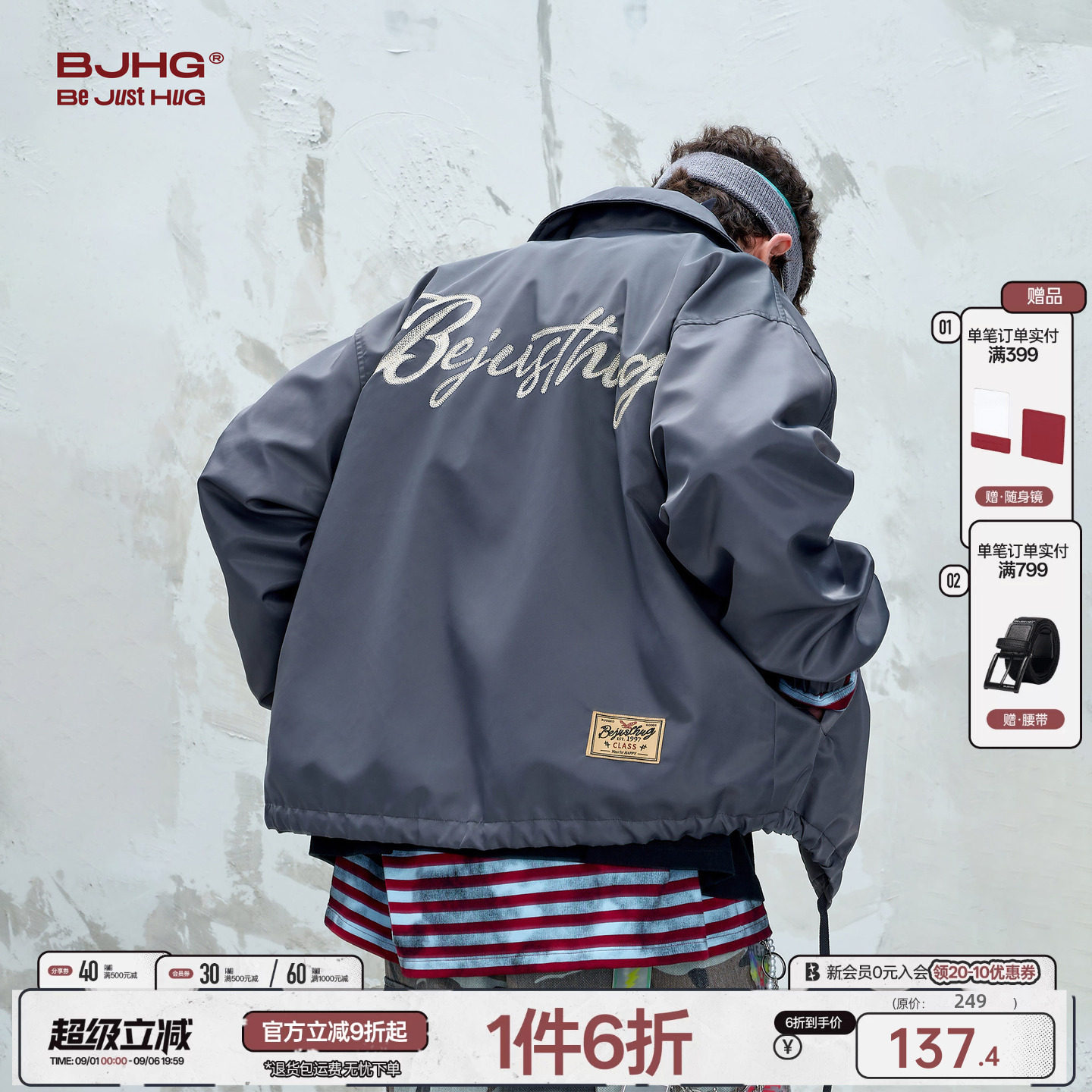 BJHG美式复古飞行夹克棒球服外套图片