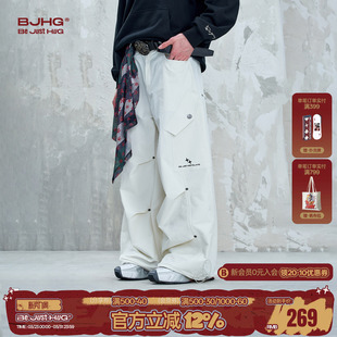 裤 运动设计感伞兵休闲裤 子男款 美式 子女 春季 BJHG不计后果白色工装