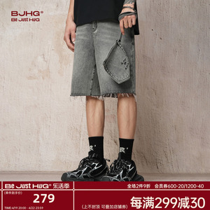 BJHG不计后果美式水洗牛仔短裤男款潮牌夏季新款宽松休闲五分裤子