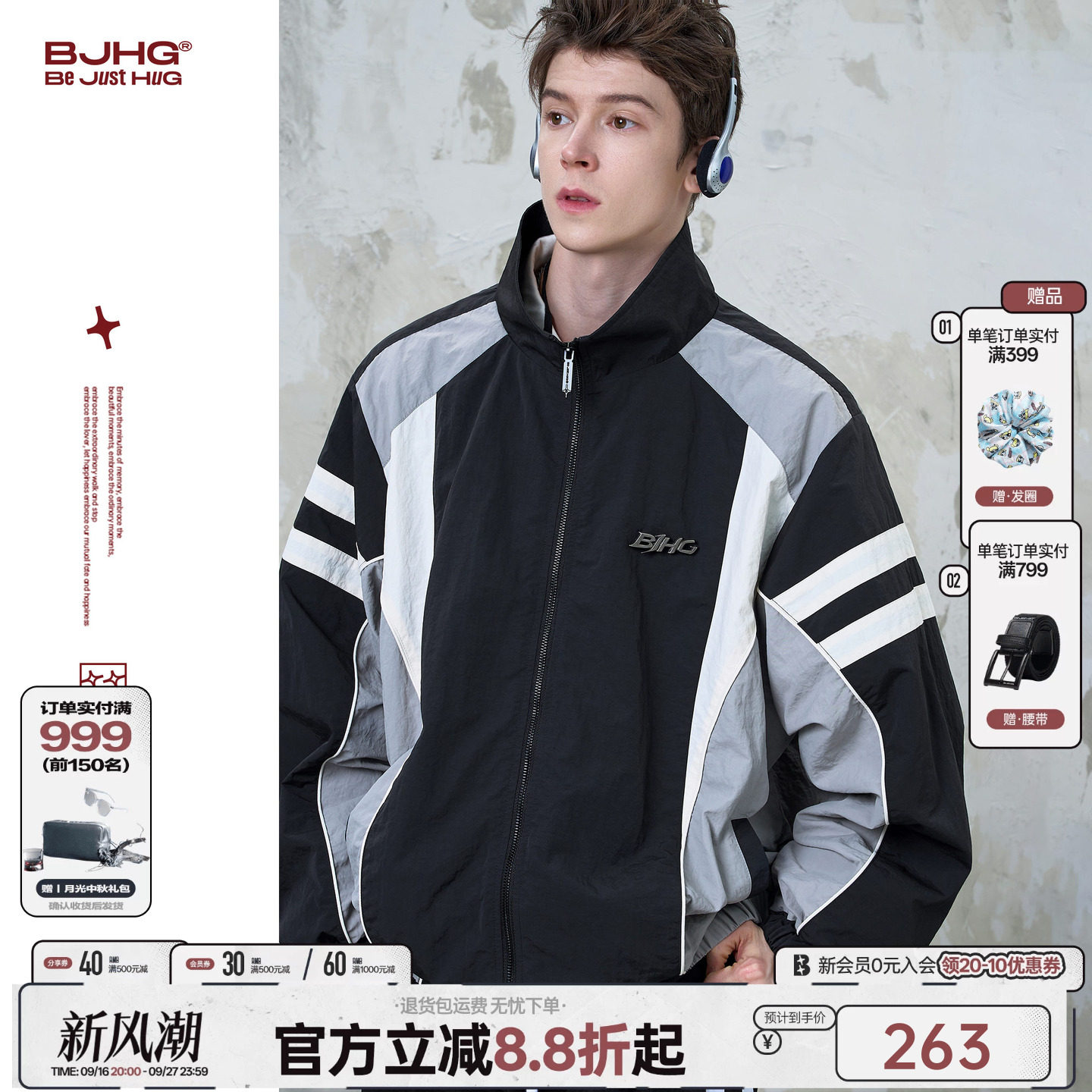 明星同款BJHG复古运动风外套图片