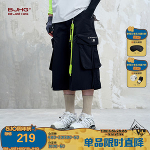 BJHG不计后果工装短裤男款夏季潮牌美式复古宽松大口袋休闲七分裤