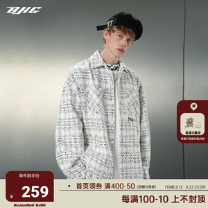 BJHG不计后果秋季小香风格子毛呢夹克男潮牌高级感白衬衫情侣外套